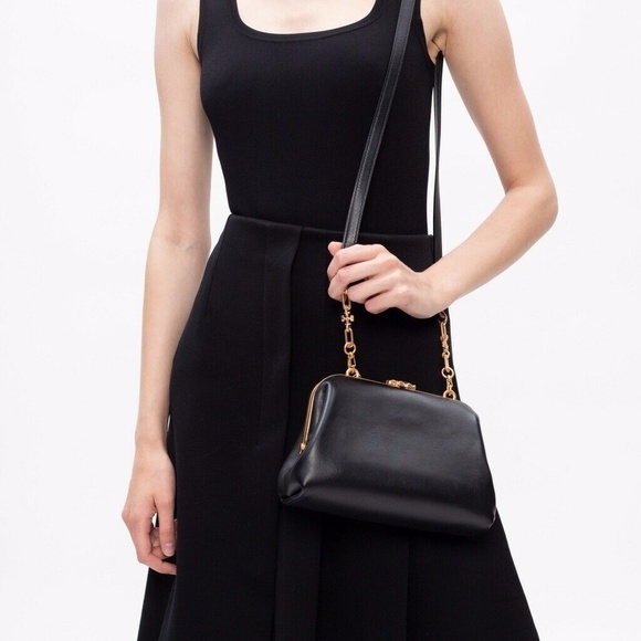 NEW Tory Burch Women's Cleo Small Leather Bag 74139-001 Black/Gold $598 MSRP - Picture 3 of 11